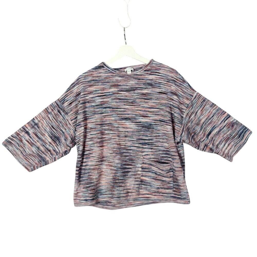 Pure J Jill Womens Coastal Boho Space Dye Boxy Knit Top S Multicolor 100% Cotton